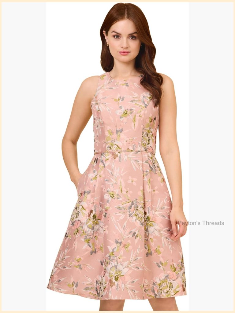 Fit-And-Flare Printed Jacquard Midi Dress Cocktail Party